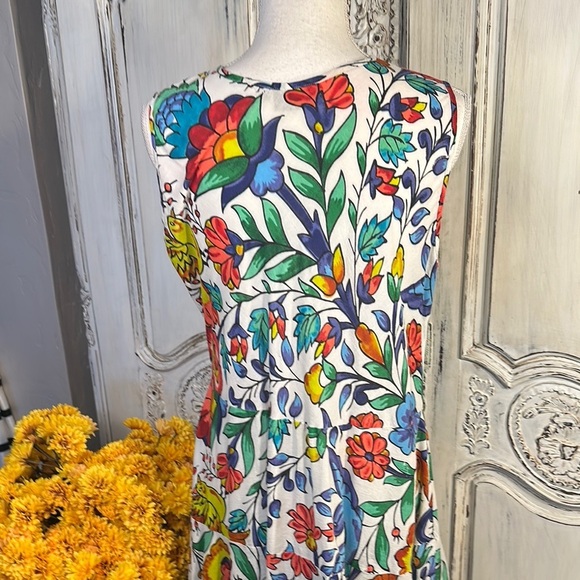 Floral Sleeveless Vacation  Maxi Dress Birds Graphic Cool Cotton. - Picture 7 of 9